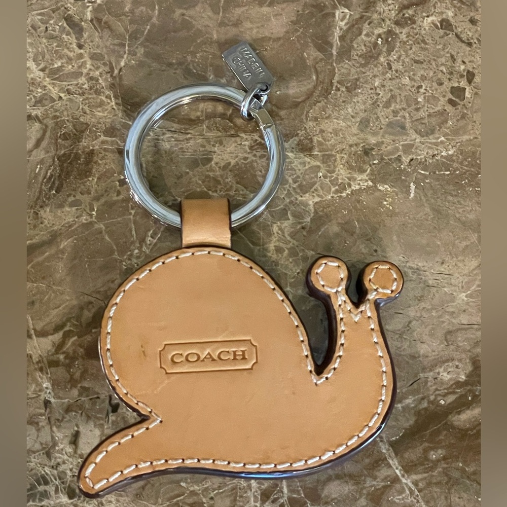 COACH Snail Pink Patchwork And Leather Keychain Bag Charm - Picture 9 of 11